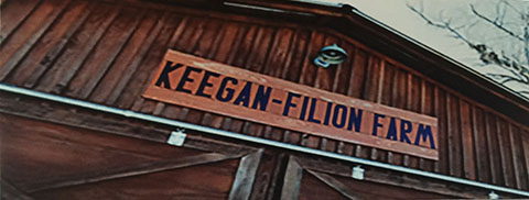 image of keegan-filion farm sign on side of the barn